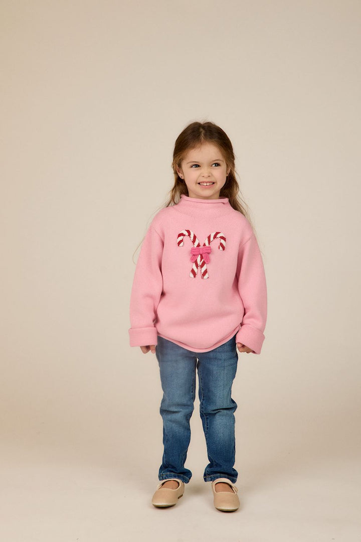 Mud Pie Pink Candy Cane Rollneck Sweater