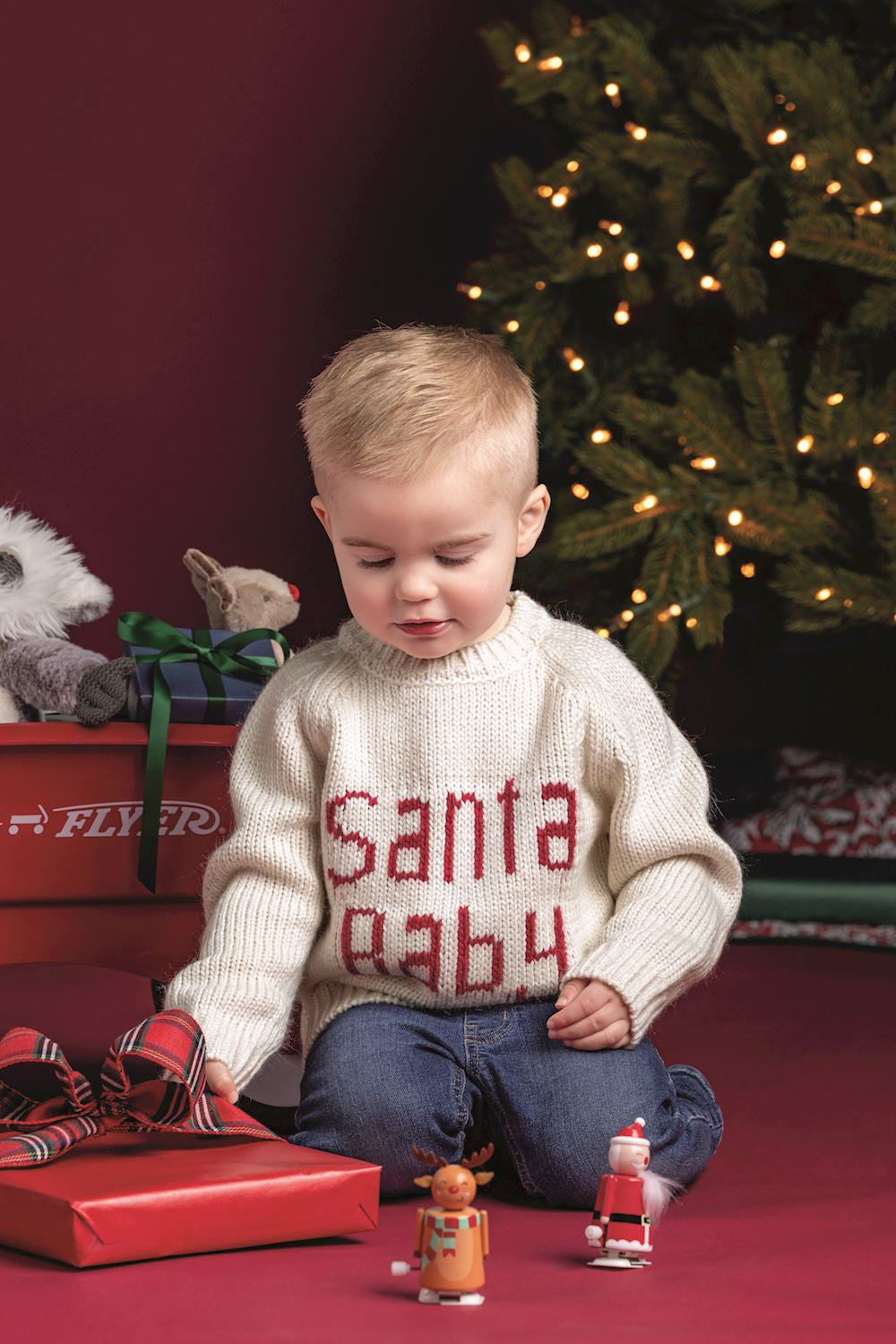 Mud Pie Ivory Santa Baby Crew Neck