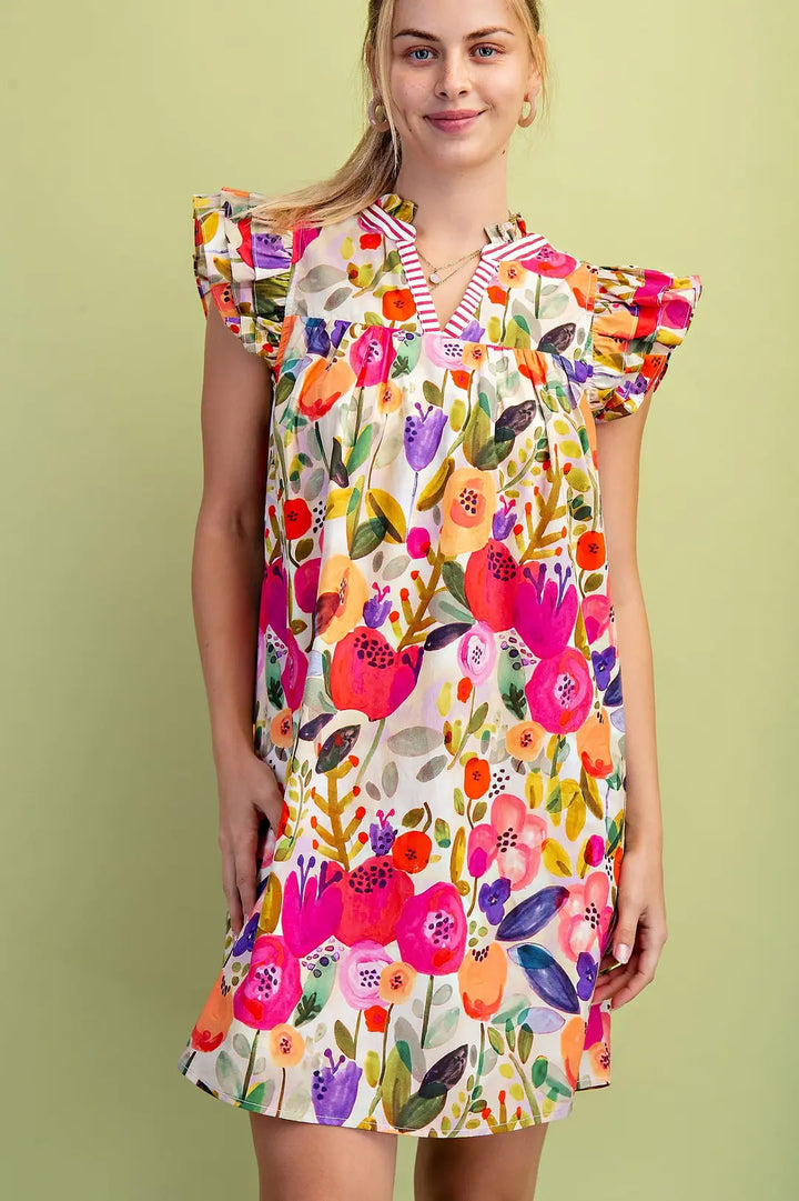 GiGio Floral Fuchsia Mix Mini Dress