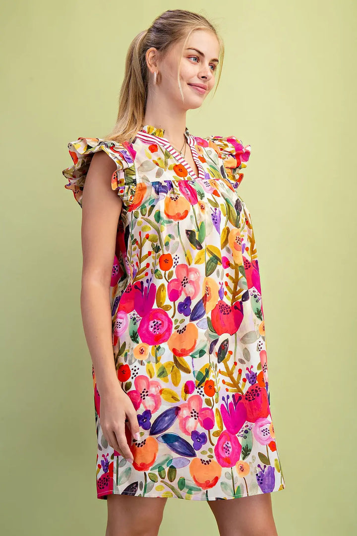 GiGio Floral Fuchsia Mix Mini Dress