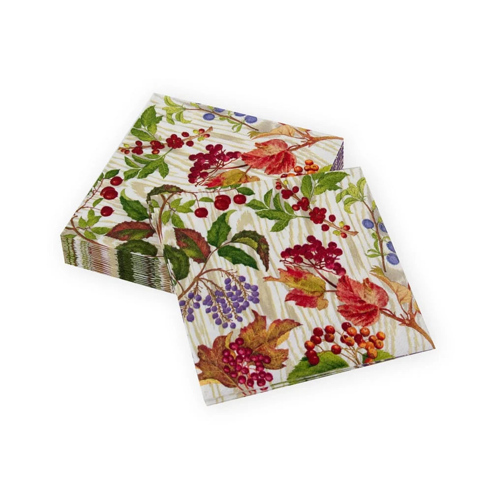 Caspari - Cocktail Napkins Berry Botanical Taupe
