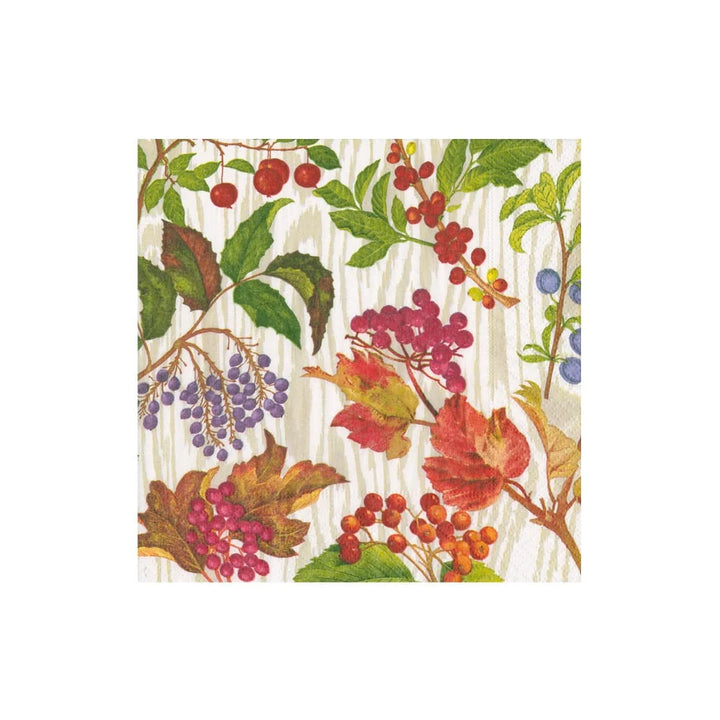 Caspari - Cocktail Napkins Berry Botanical Taupe