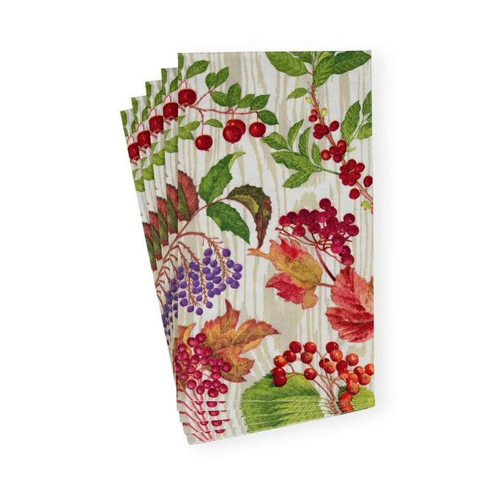 Caspari -  Guest Towel Berry Botanical Taupe
