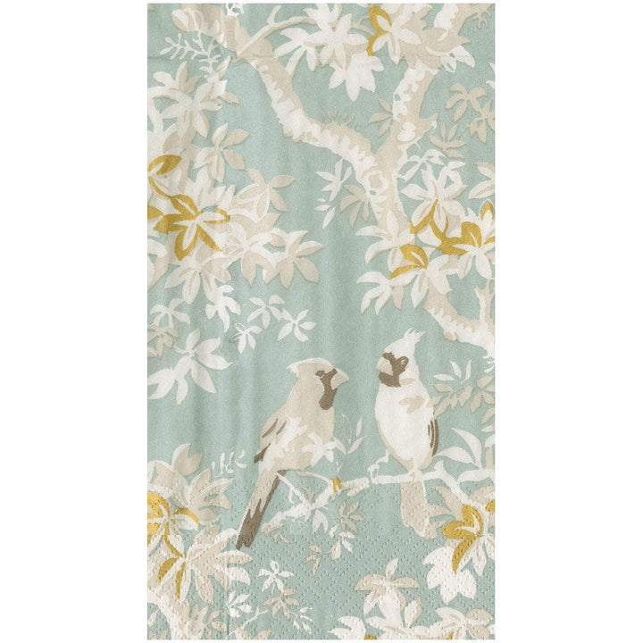Caspari -  Guest Towel Scenic Songbirds Celadon