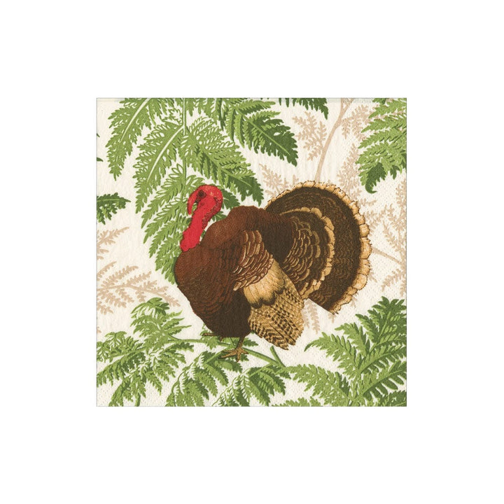 Caspari - Cocktail Napkin Turkey Among Ferns