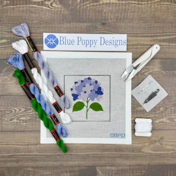 Blue Poppy Designs- Blue Hydrangea Needlepoint Kit