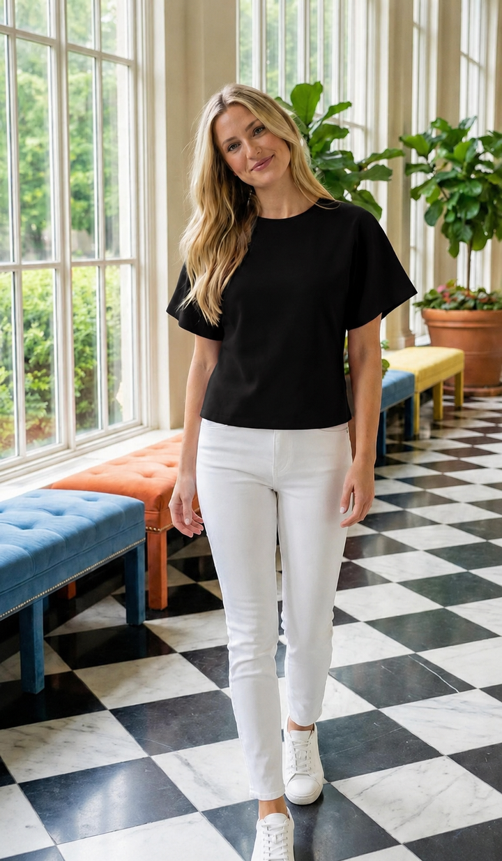 Necessitees Angel Crew Neck T-Shirt Black