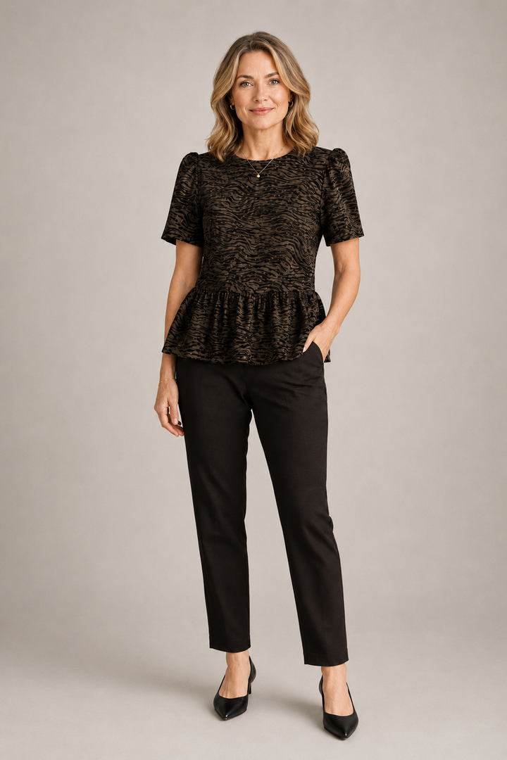 Entro Short Sleeve Zebra Top
