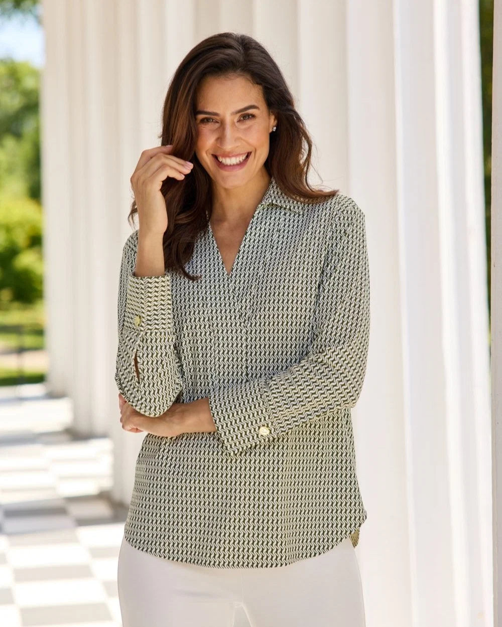 Jude Connally- Francine Braided Geo Loden Blouse