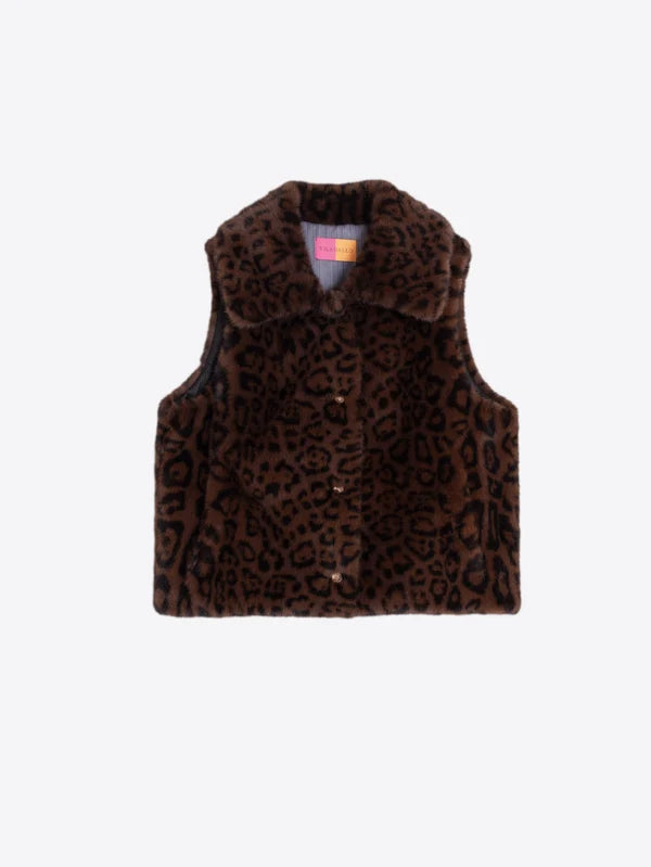 Vilagallo Animal Print Faux Fur Vest