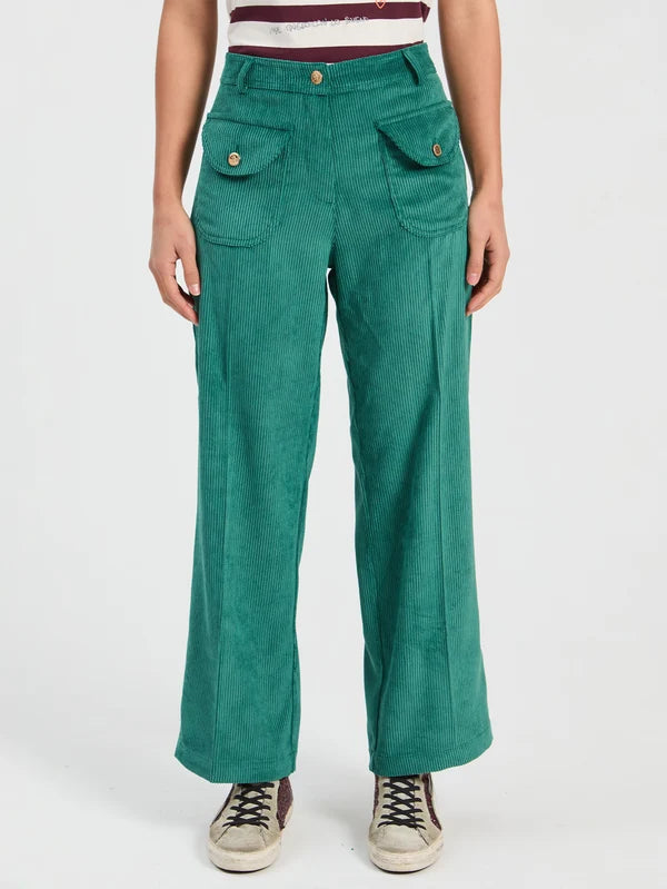 Vilagallo Bottle Green Straight Trousers