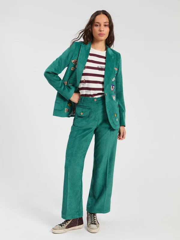 Vilagallo Bottle Green Straight Trousers