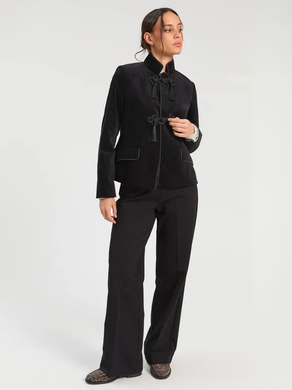Vilagallo Black Velvet Braided Jacket