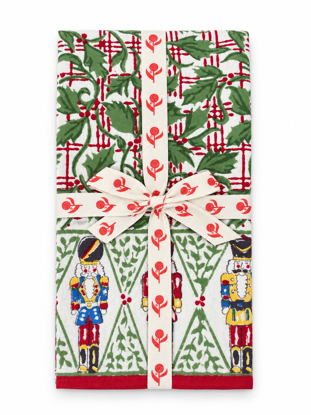 Pomegranate Holly Berry Nutcracker Tea Towels
