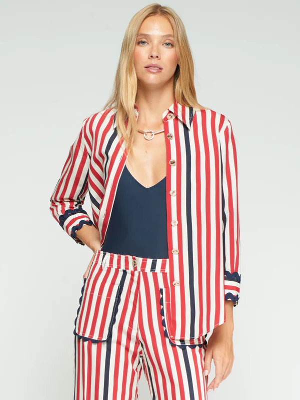 Vilagallo Red and Navy Striped Shirt