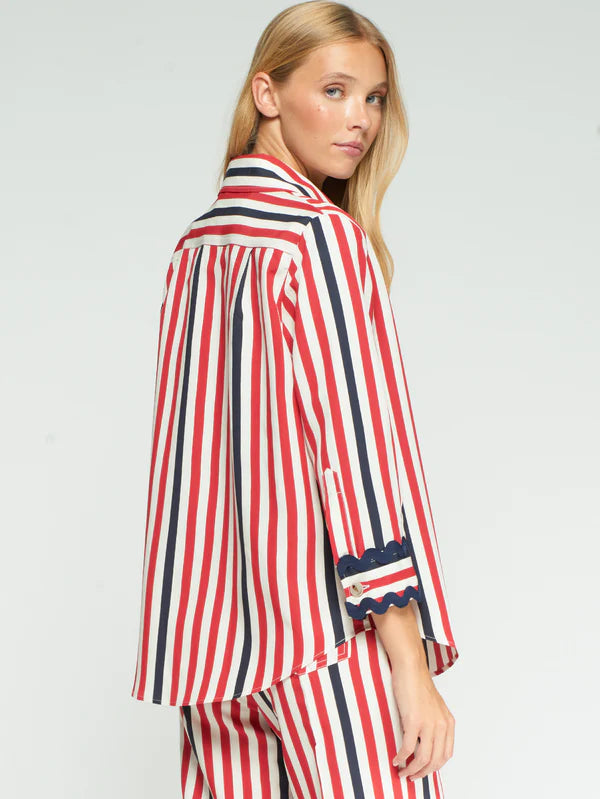 Vilagallo Red and Navy Striped Shirt