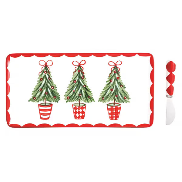 Mud Pie- Holly Tray And Spreader