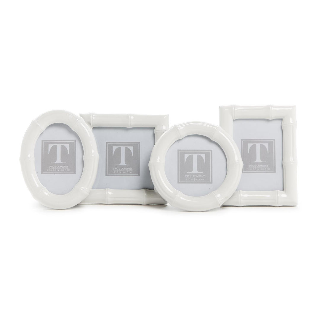 Two's Company White Bamboo Picture Frame