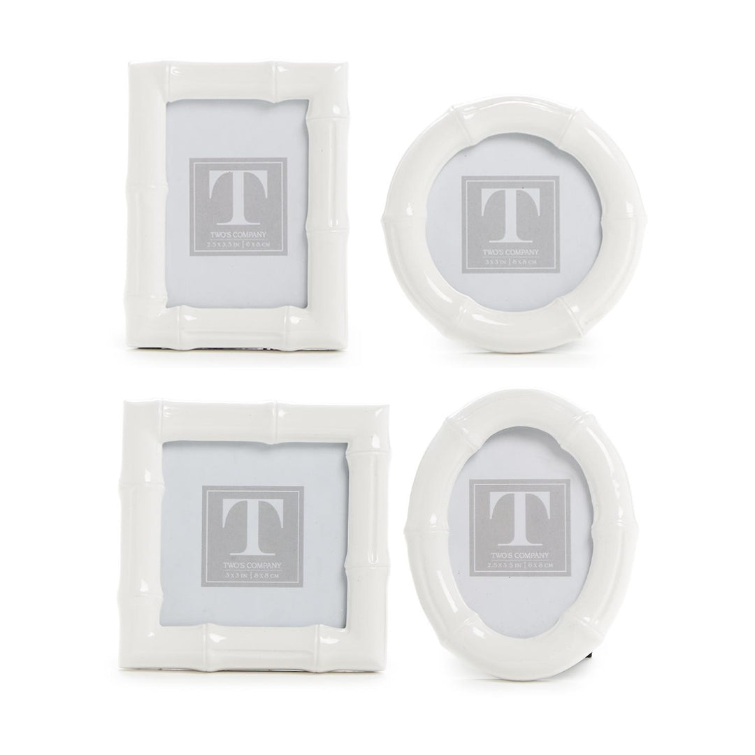 Two's Company White Bamboo Picture Frame