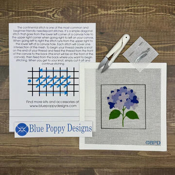 Blue Poppy Designs- Blue Hydrangea Needlepoint Kit