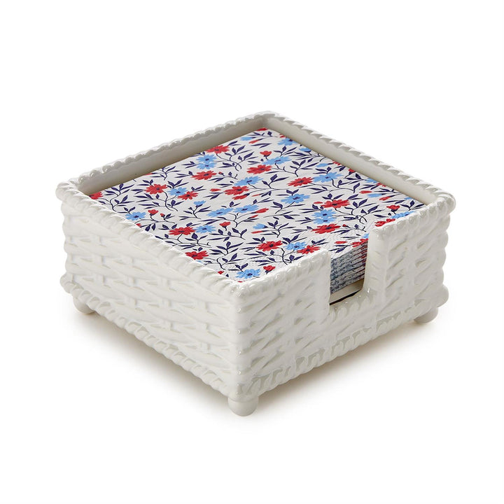 Two’s Company Basketweave Cocktail Napkin Holder