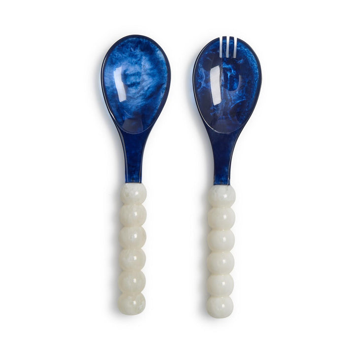 Two's Company- Set of 2 Blue/White Salad Servers in Gift Box