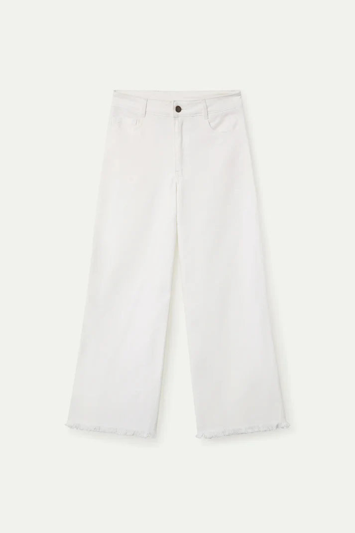 Compania Fantastica White Jeans with Raw Cut Hem