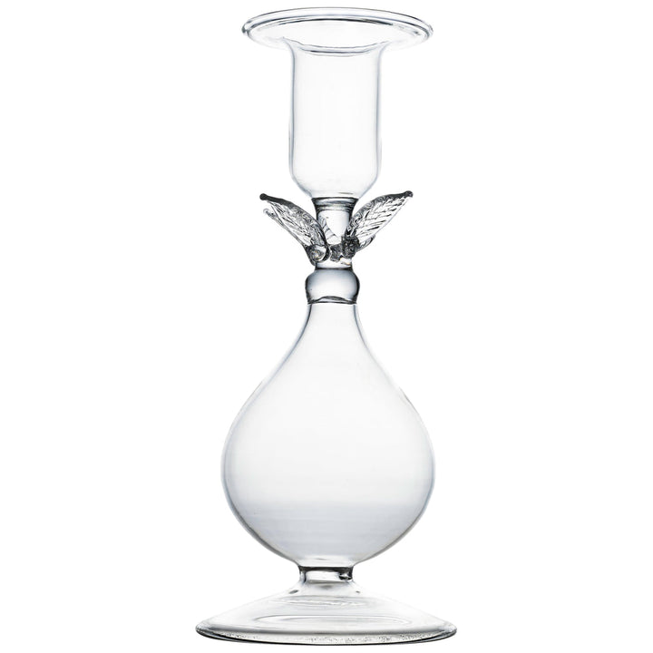 Abigails La Boheme Clear Candlestick with Leaves