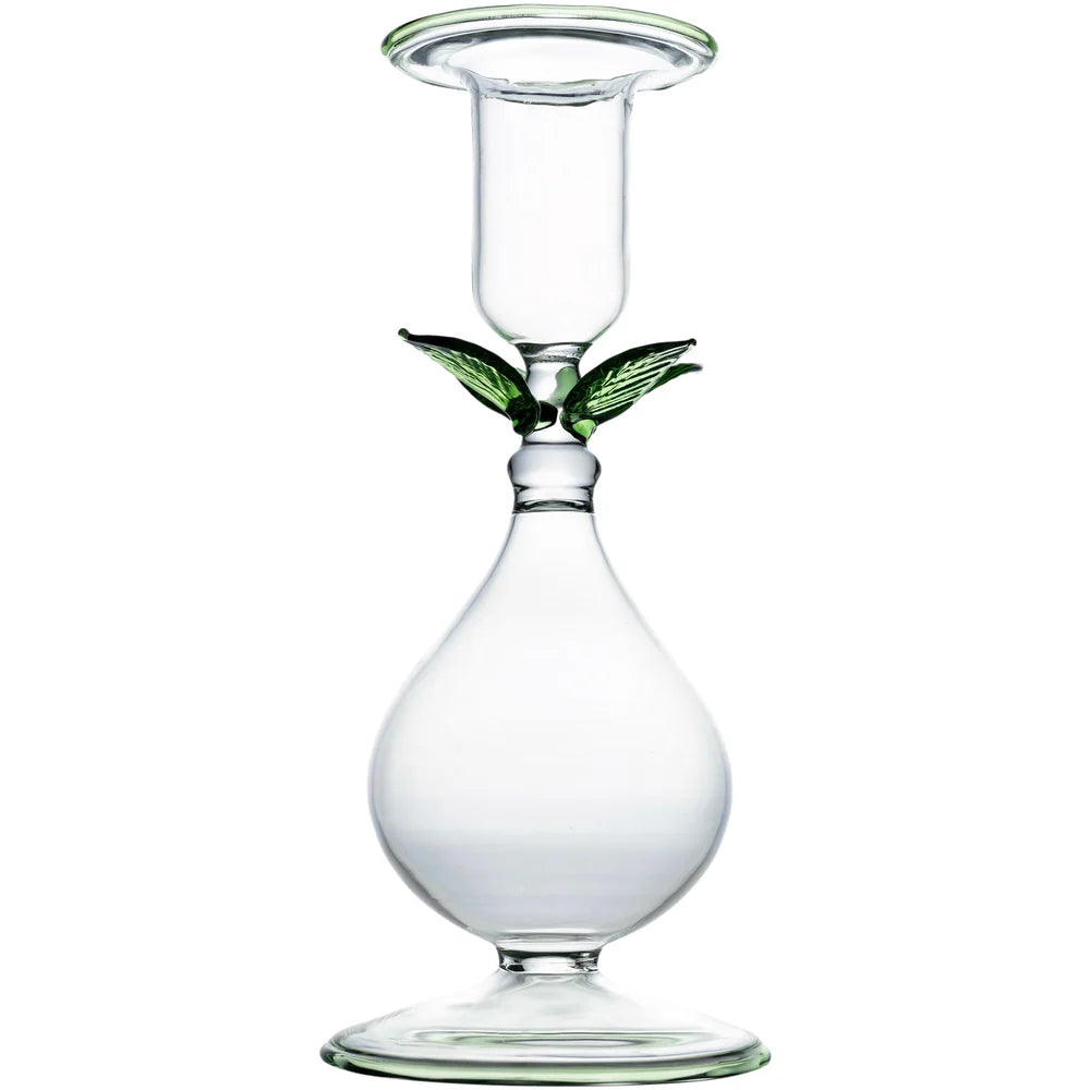 Abigails La Boheme Clear Candlestick with Leaves