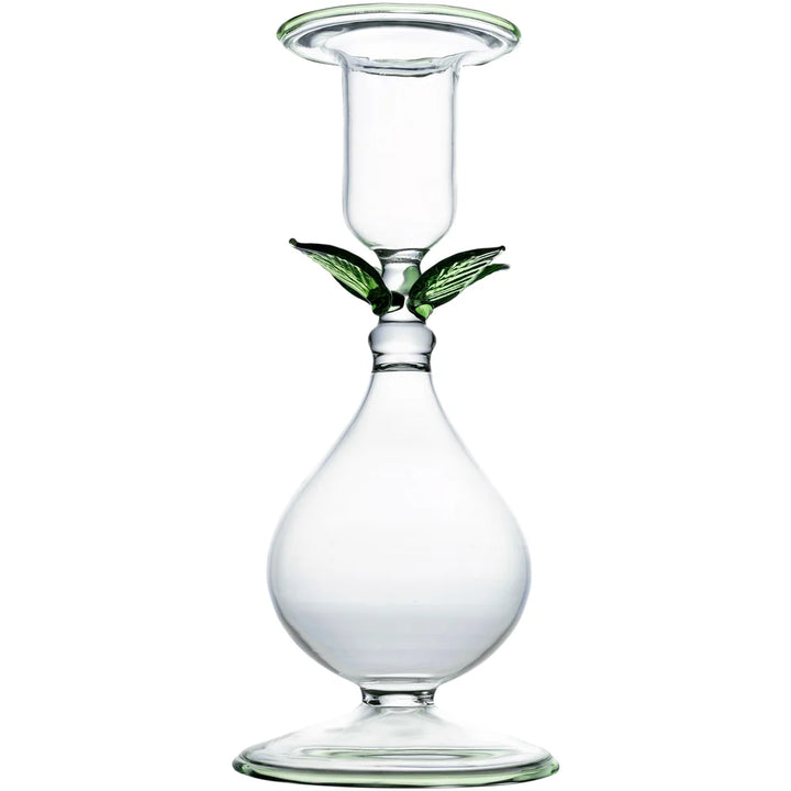 Abigails La Boheme Clear Candlestick with Leaves
