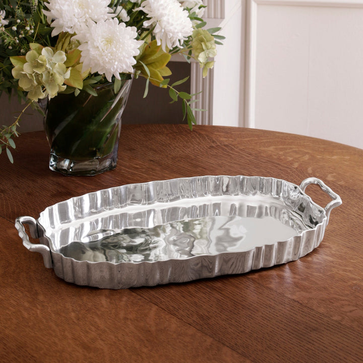Beatriz Ball Vintage Fluted Oval Tray with Handles
