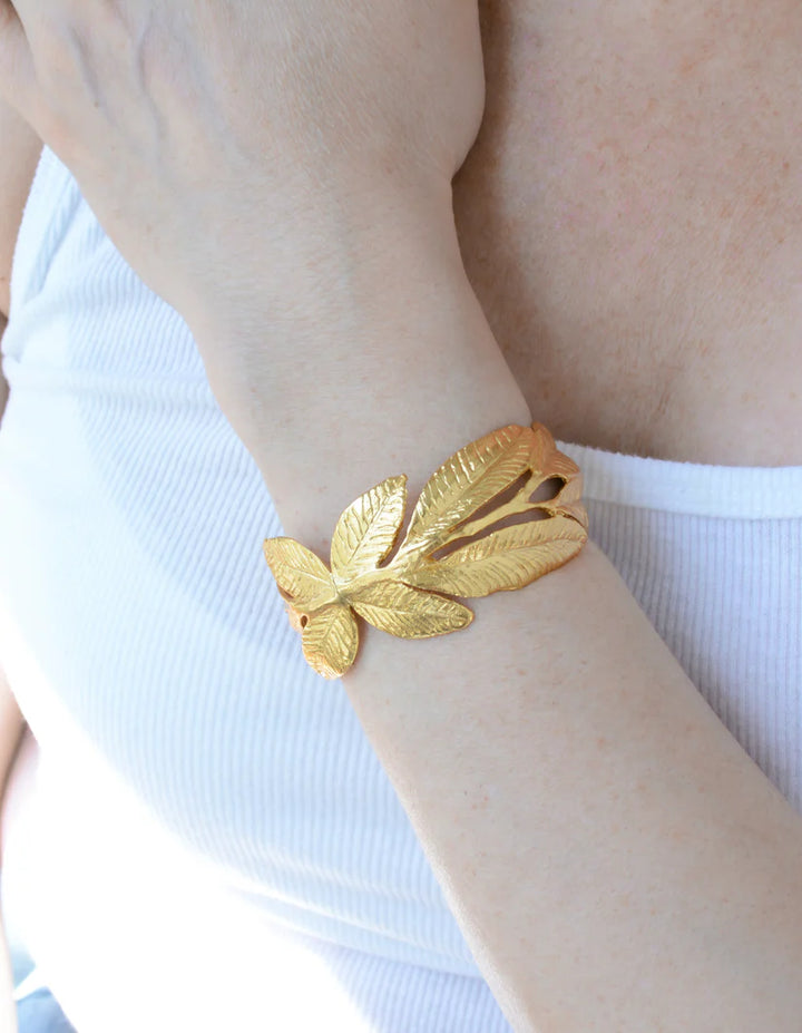 AJS Brass Laurel Leaf Cuff