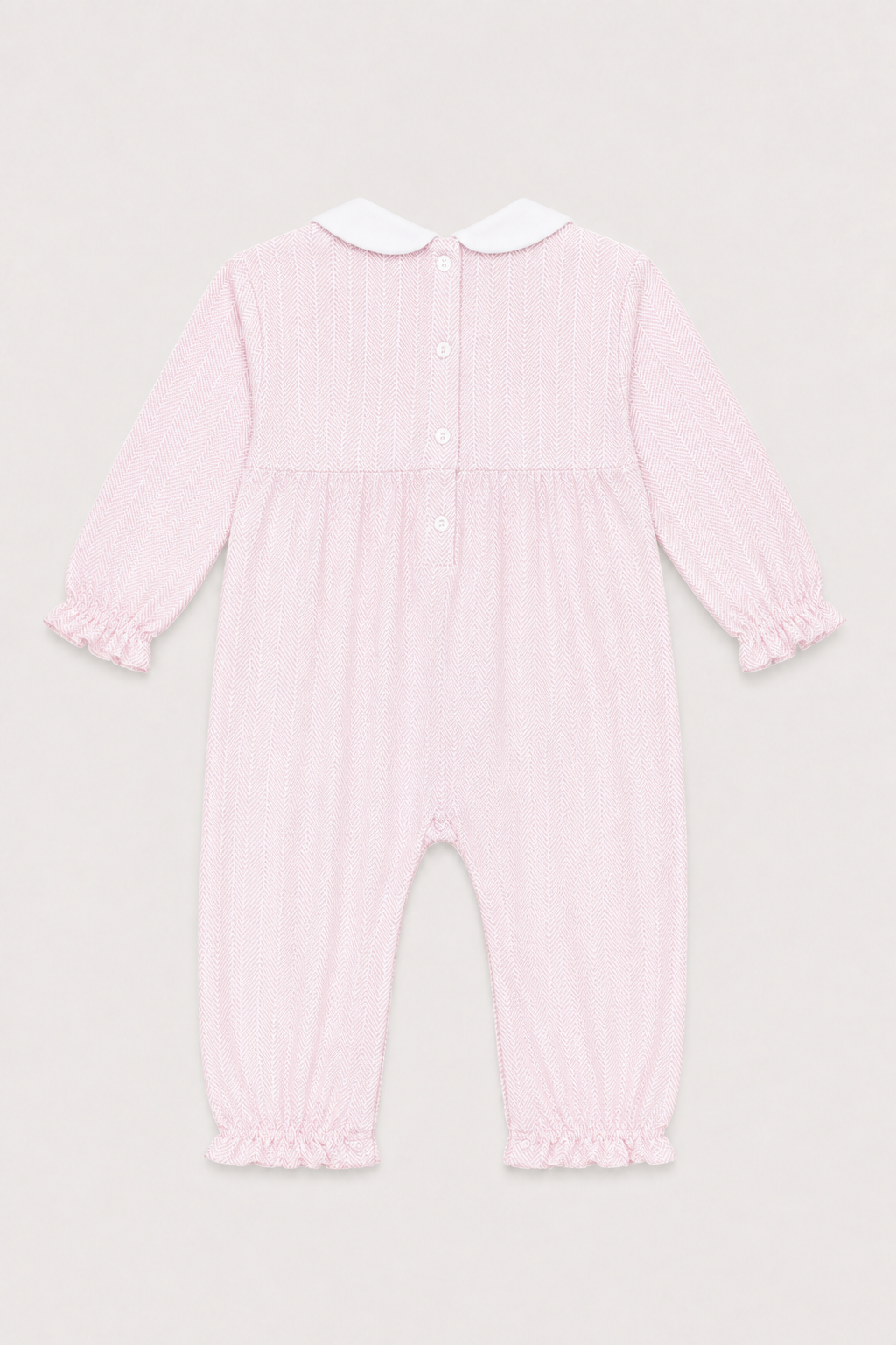 Nellapima Pink Herringbone Embroidered Playsuit Flowers