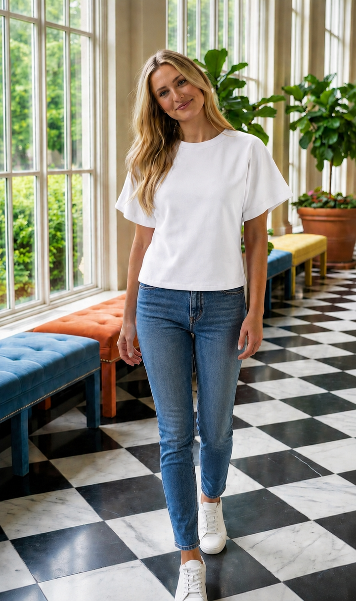 Necessitees Angel Crew Neck T-Shirt White