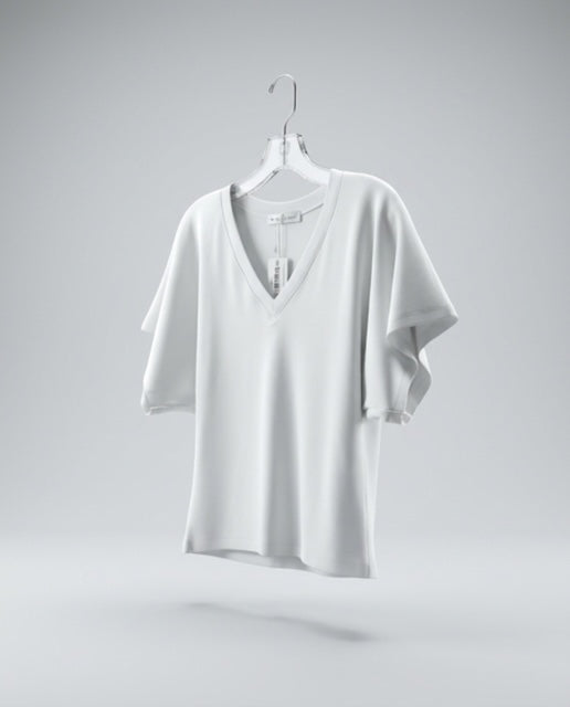 Necessitees Angel Vee Neck T-Shirt White