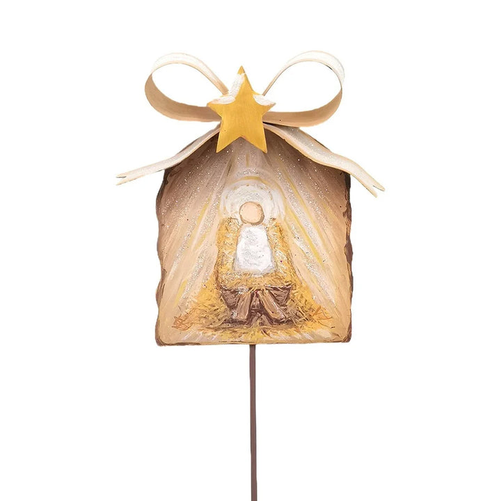Round Top Collection Gold Bow Manger &amp; Baby Jesus