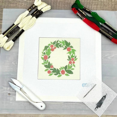 Blue Poppy-Christmas Wreath Needlepoint
