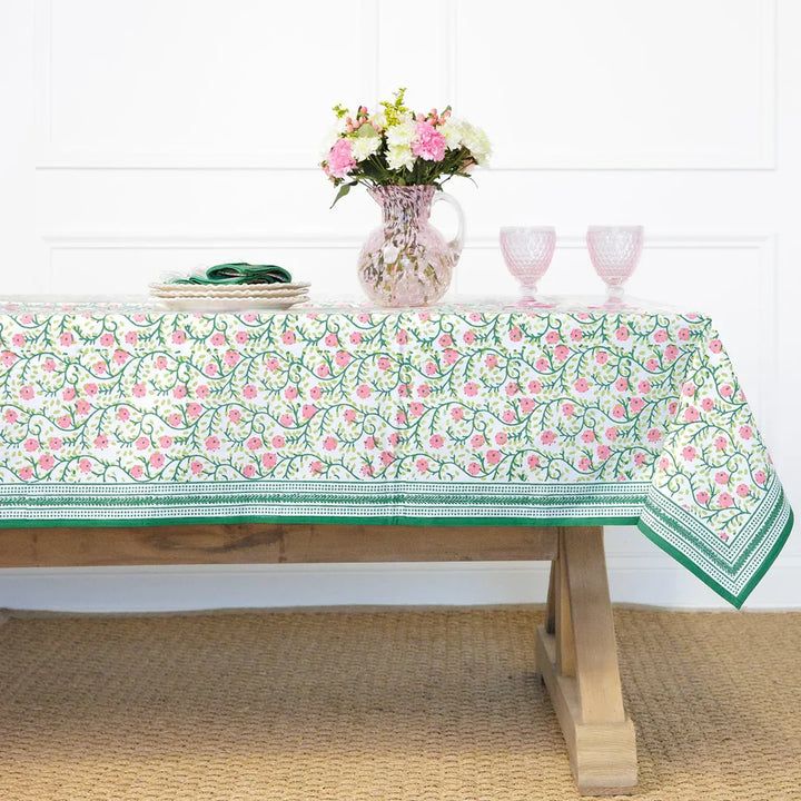 Pomegranate Stephanie Pink & Green Tablecloth 60x120