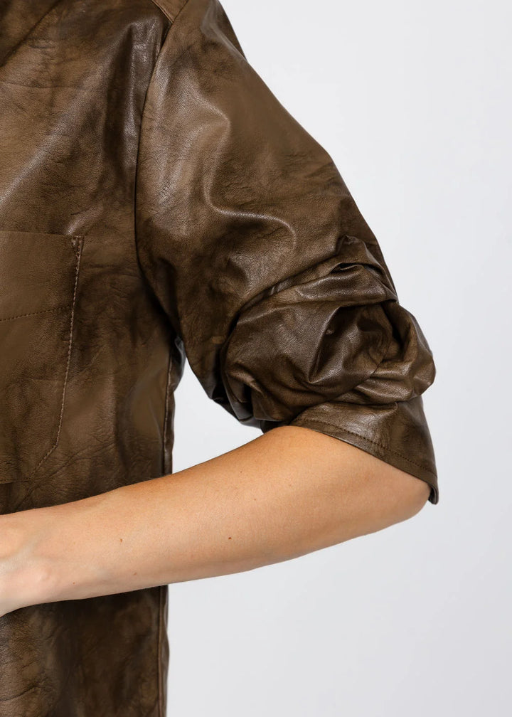 Elliott Lauren - 82543 Distressed Faux Leather Shirt