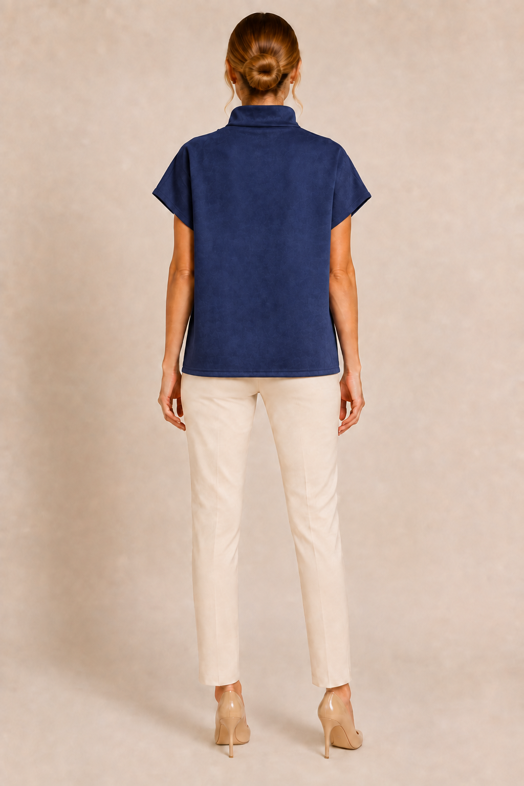 THML Suede Top with Gold Detail Navy