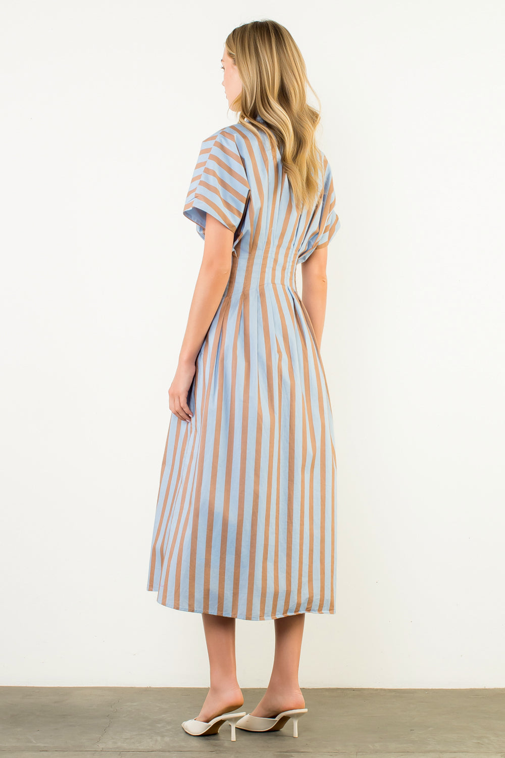 THML-Striped Button-up Maxi Dress