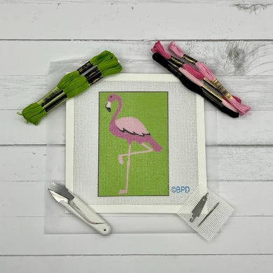Blue Poppy-Flamingo Needlepoint
