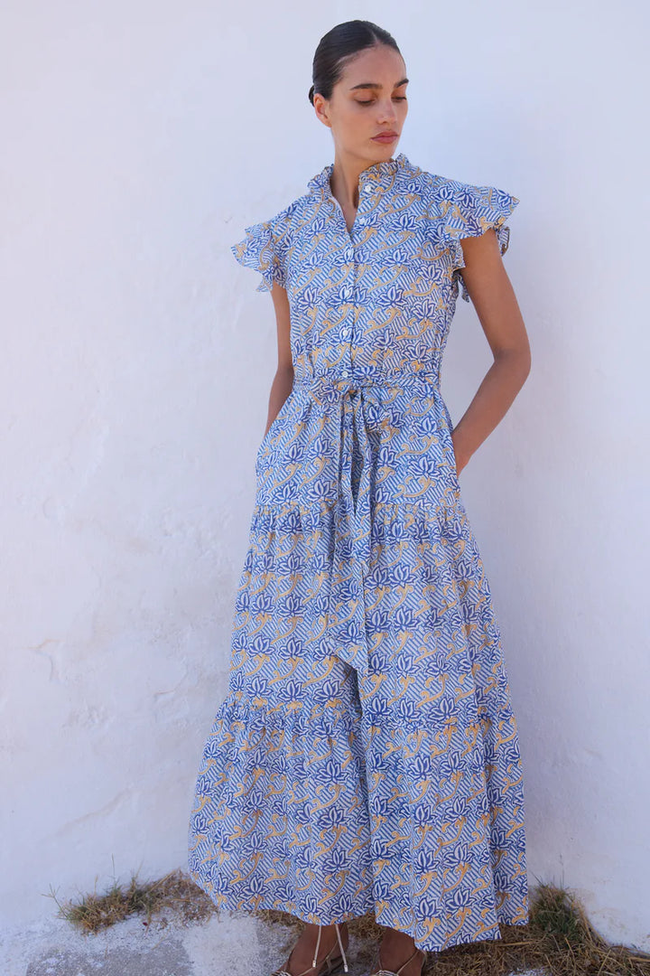 Oliphant Ruffle Collar Button Maxi Dress