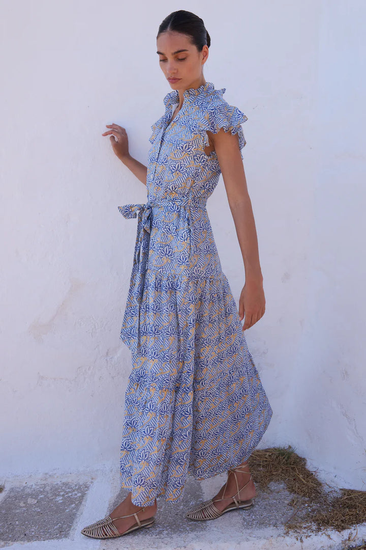 Oliphant Ruffle Collar Button Maxi Dress