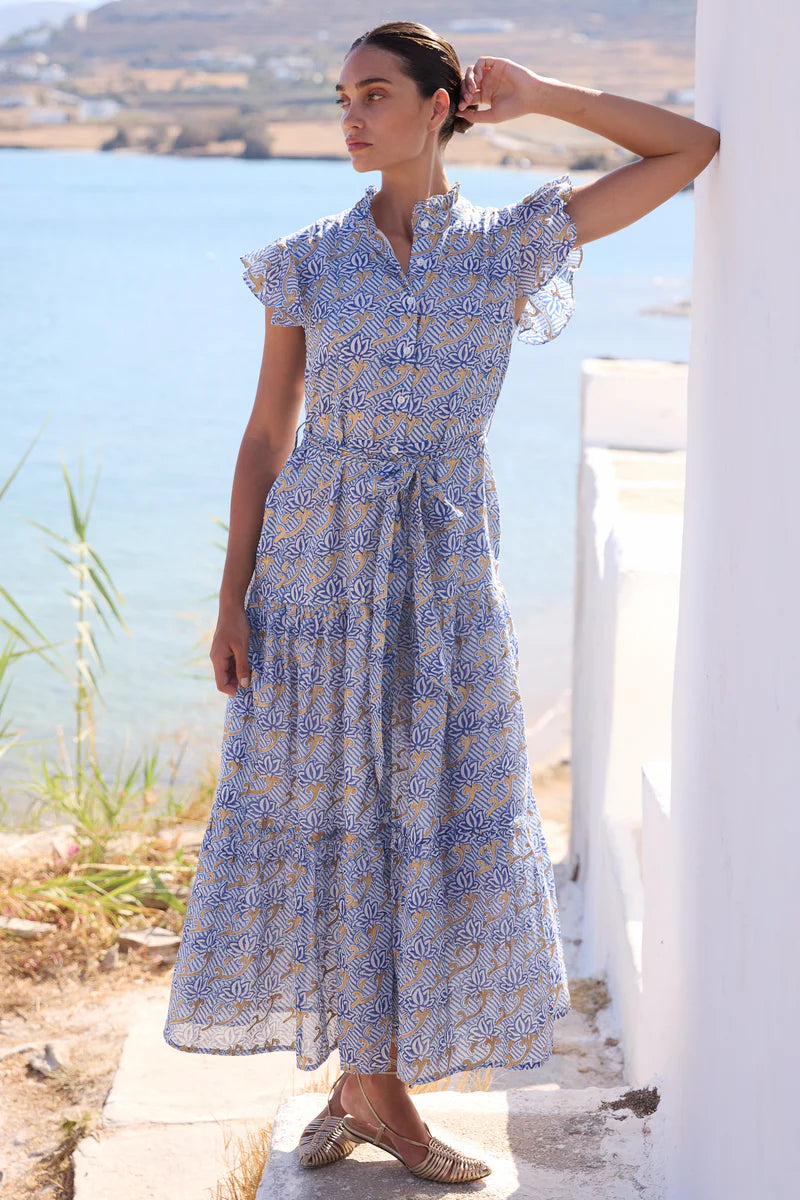 Oliphant Ruffle Collar Button Maxi Dress