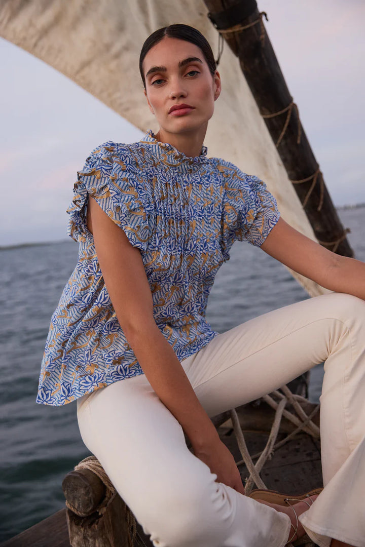 Oliphant Pintuck Ruffle Top