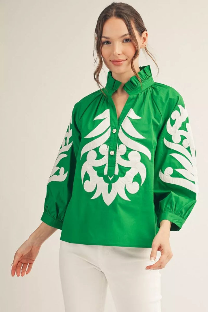 Jodifl-Scroll Pattern Top