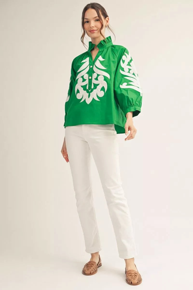 Jodifl-Scroll Pattern Top