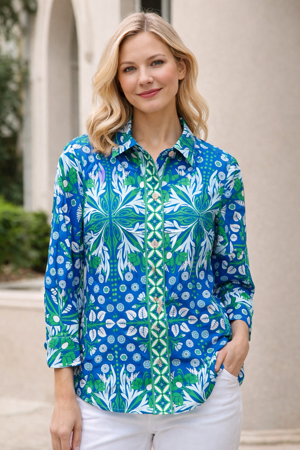 Patty Kim Essential Blouse Peri Peacock Large