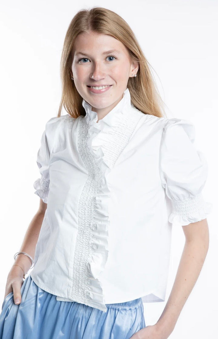 Burgess- The Kiki Ruffle Shirt White